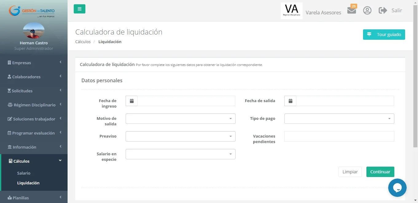 Sistema para RRHH gestiondetalento.com